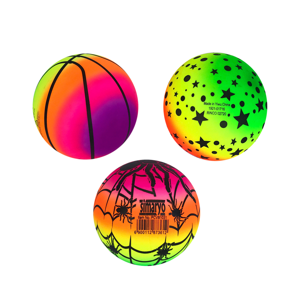 OUNONA 3 Pcs 16 CM Rainbow Balls Elastic Eco-friendly PVC Beach Play Ball Kickball Flap Ball Children Toy for Indoor Outdoor Playground Activities (Random Pattern)