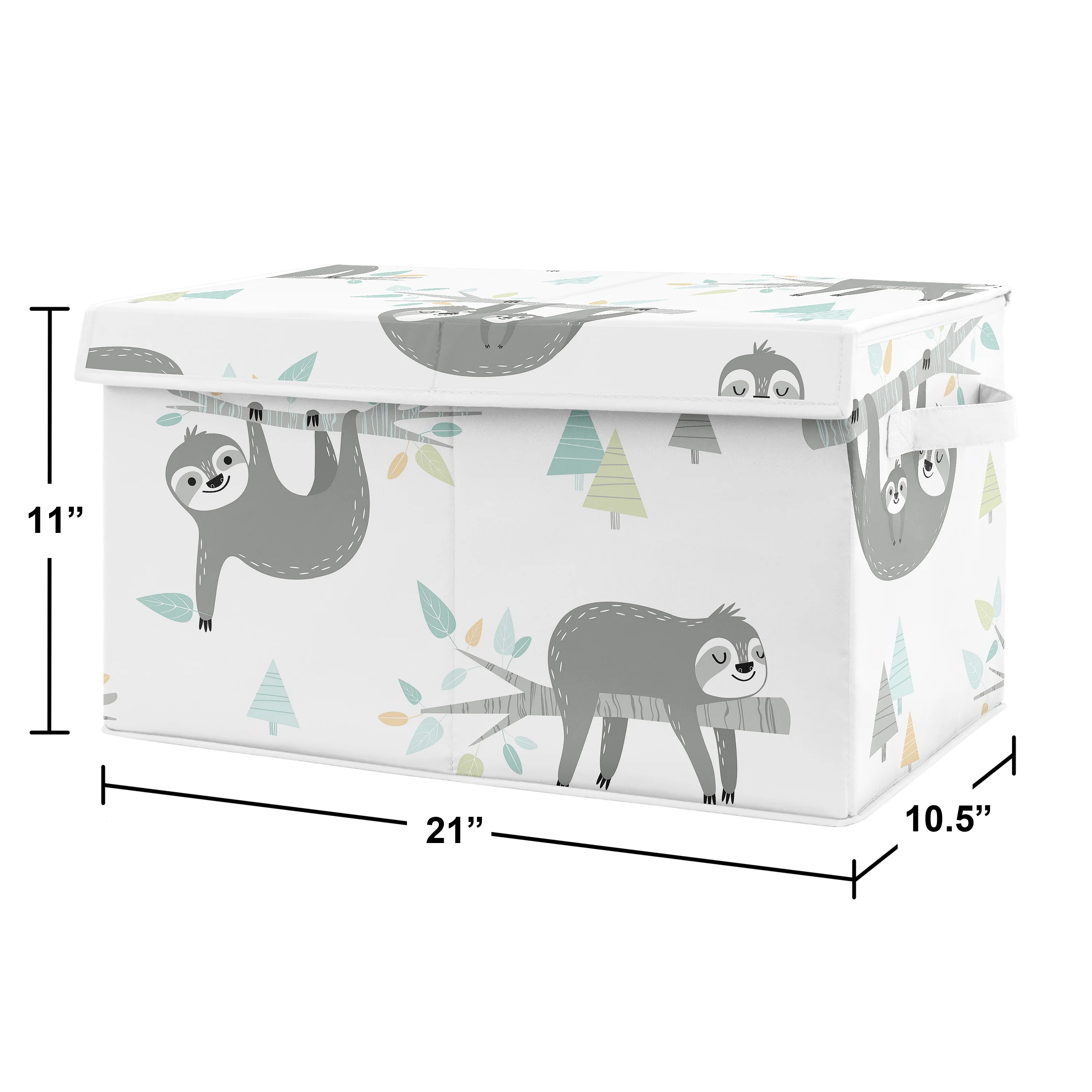 Sloth Aqua and Grey Storage Fabric Toy Box by Sweet Jojo Designs