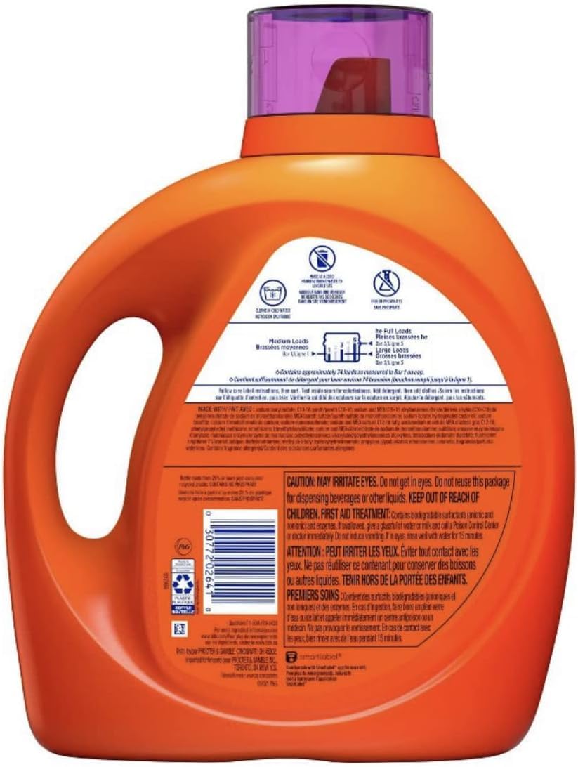 Tide Plus Febreze Freshness He Turbo Clean Laundry Detergent Liquid Soap, Spring & Renewal, 115 Fl Oz, 74 Loads