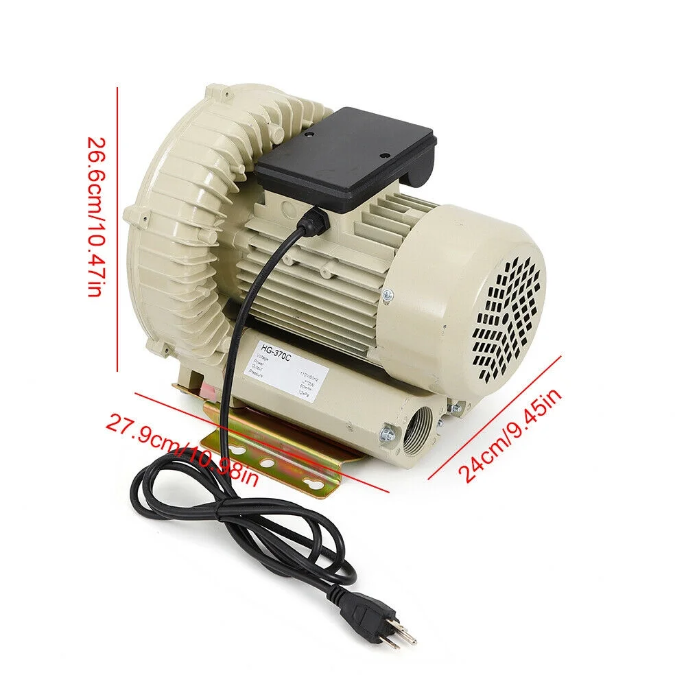 110V 370W Commercial Air Pump Aquarium Hydroponics Aquaculture Fish Tank Pond Blower