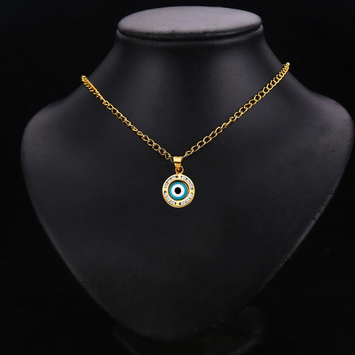 14K 3C Cubic Zirconia Evil Eye Pendant | Tri Color Gold Charm Pendant for Necklace Chain | Gift for Men Women | 11 x 11 MM | 0.6 grams
