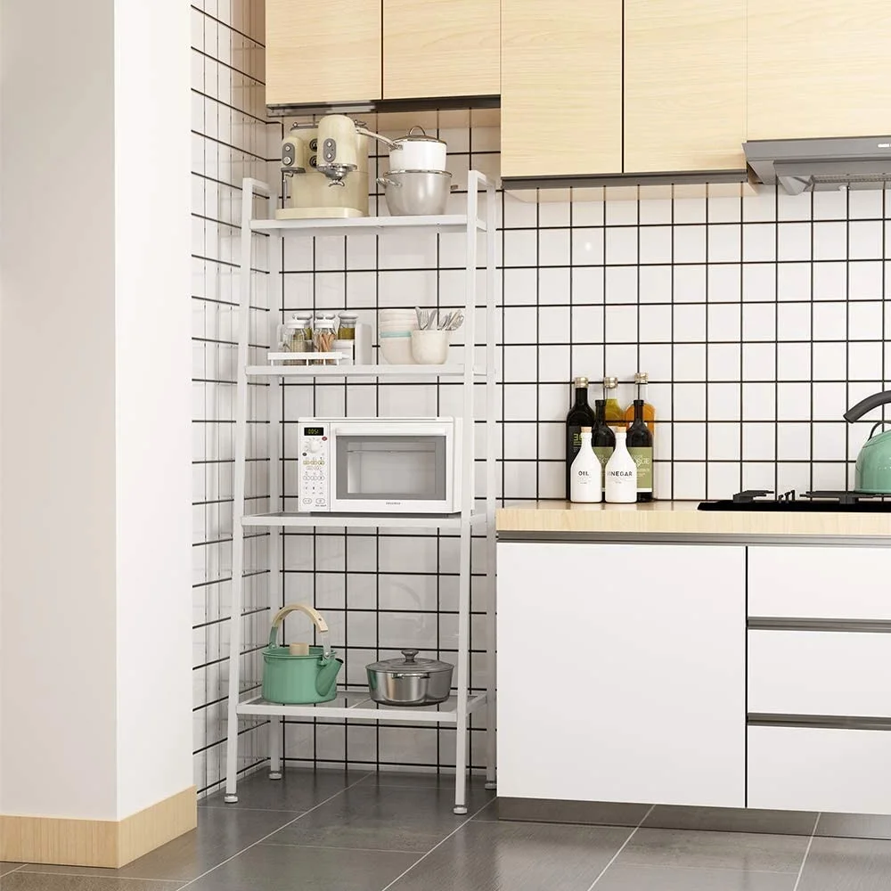 Ktaxon 4-Tier Bookcase Bookshelf Leaning Wall Shelf Rack Ladder Storage Furniture White