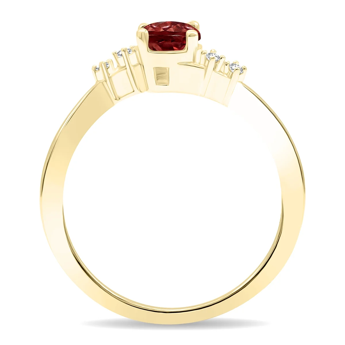 SZUL Women's Round Shaped Garnet and Diamond Tierra Ring in 10K Yellow Gold
