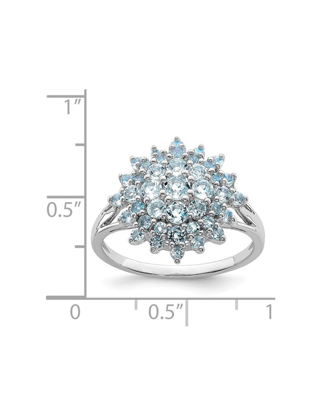 Aquamarine Cluster Ring 3/4 Carat (Ctw) in Sterling Silver