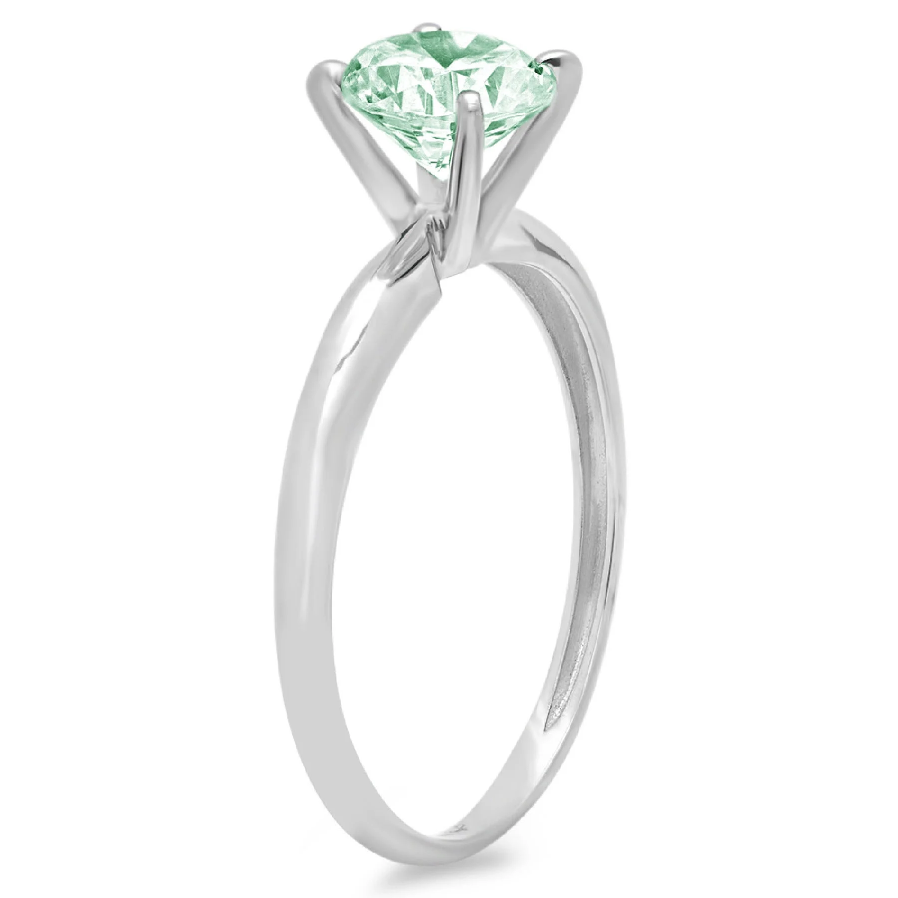 0.5 ct Brilliant Round Cut Simulated Green Diamond 14k White Gold Solitaire Ring SZ 10.25