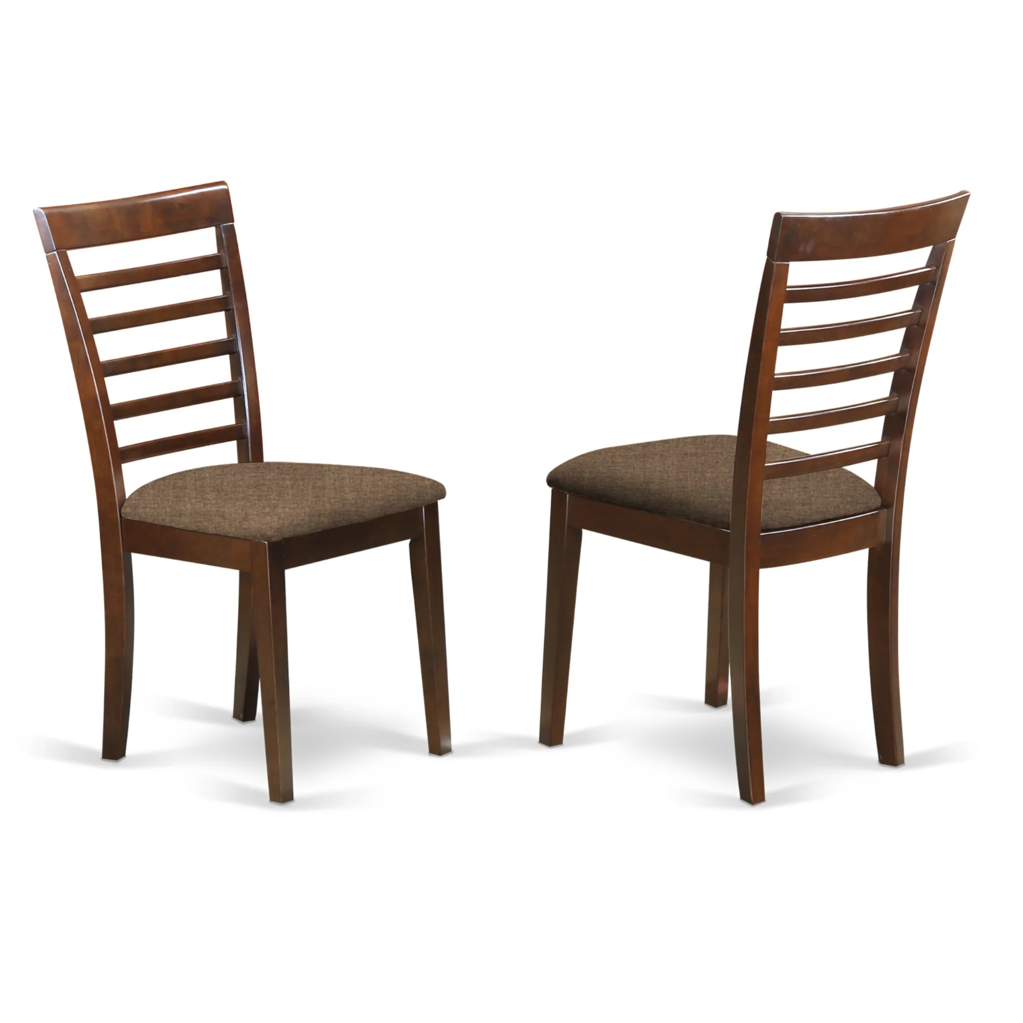 East West Furniture Dublin Dining Set with Ladder Back Fabric Chairs in Mahogany