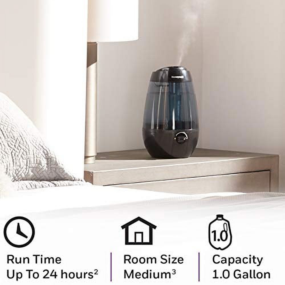 Honeywell HUL535B Cool Mist Humidifier Black Filter Free with Auto Shut-Off & Variable Settings for Medium Room, Bedroom, Baby Room