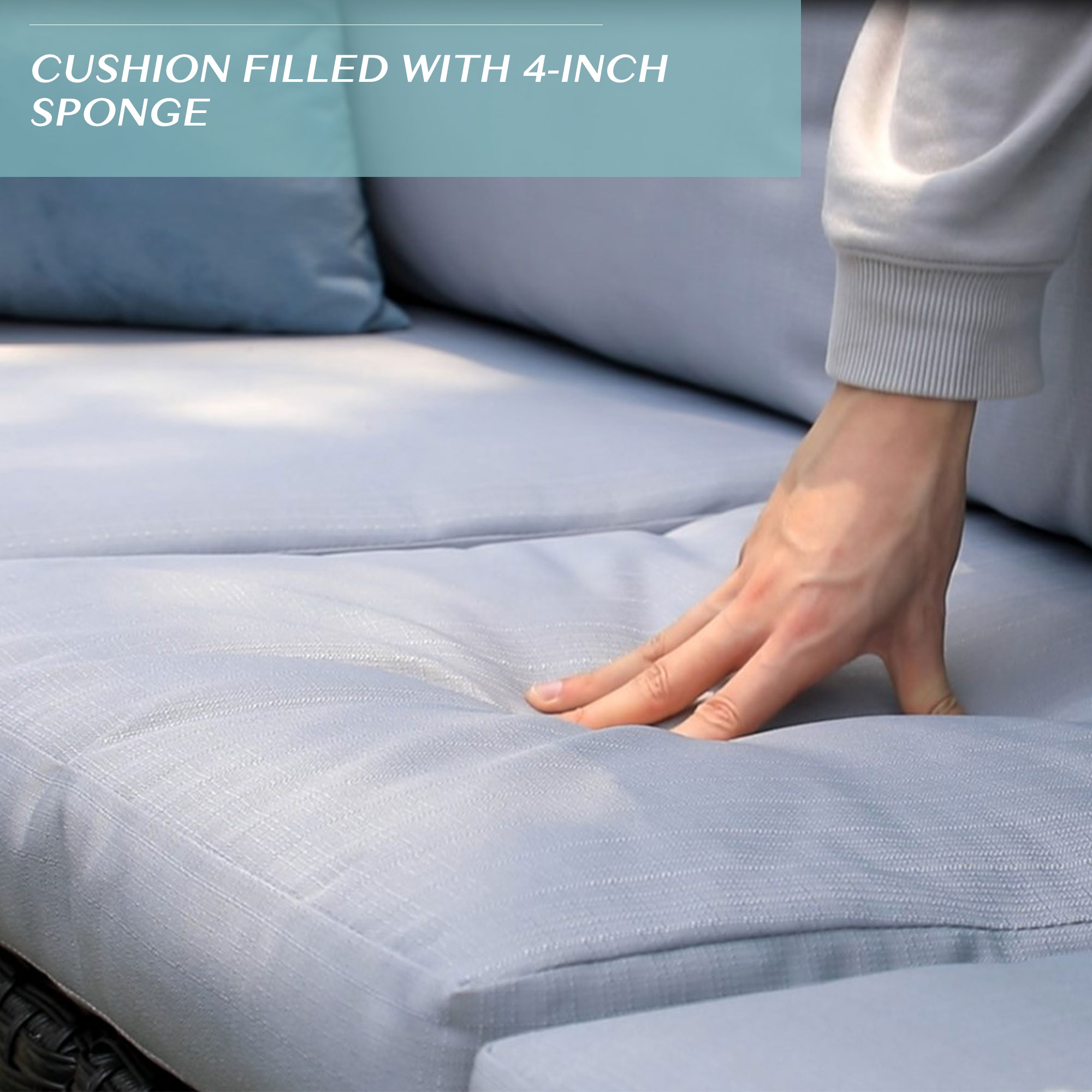 Superjoe 9 Pcs Outdoor Patio Furniture Set Wicker Sectional Sofa Patio Conversation Set with Storage Box, Coffee Table, Ottoman, Grey