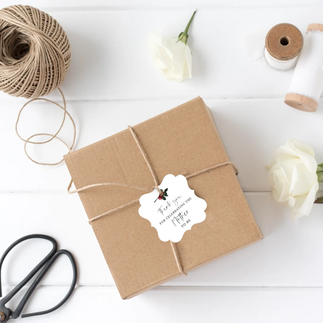 Koyal Wholesale Winter Woodland Watercolor Baby Shower, Frame Tags, Thank You for Celebrating the Mother to Be, 24- Pk