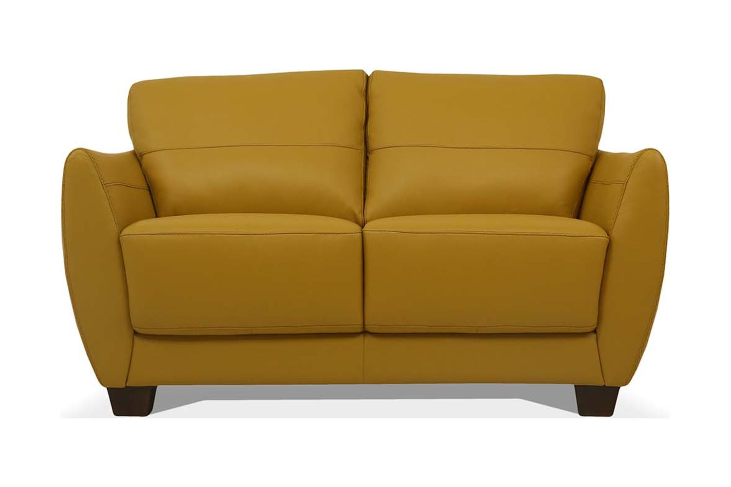 HomeRoots 515674 57 in. Leather Standard Love Seat, Mustard & Black