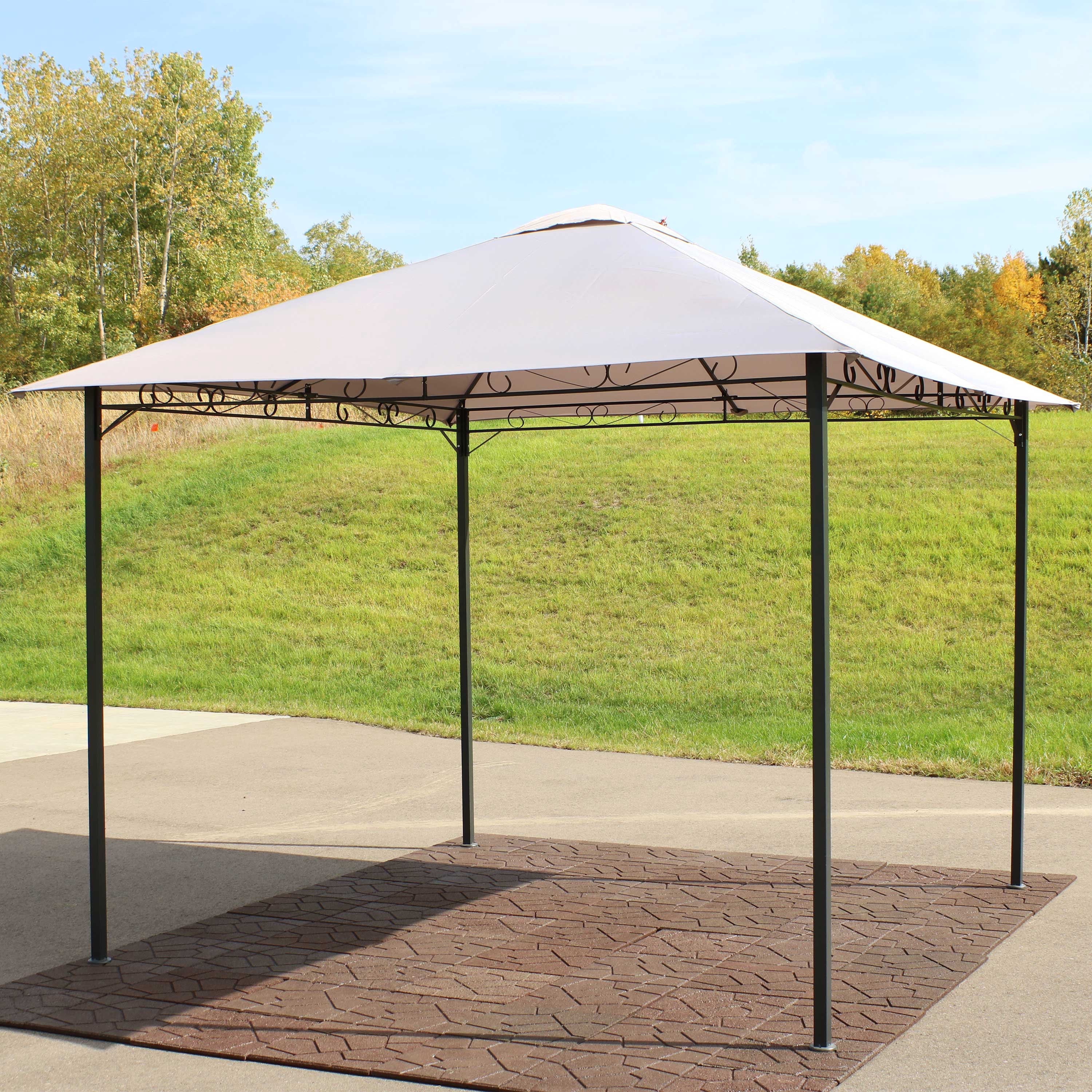 Sunnydaze 10' x 10' Steel Gazebo with Weather-Resistant Fabric Top - Gray