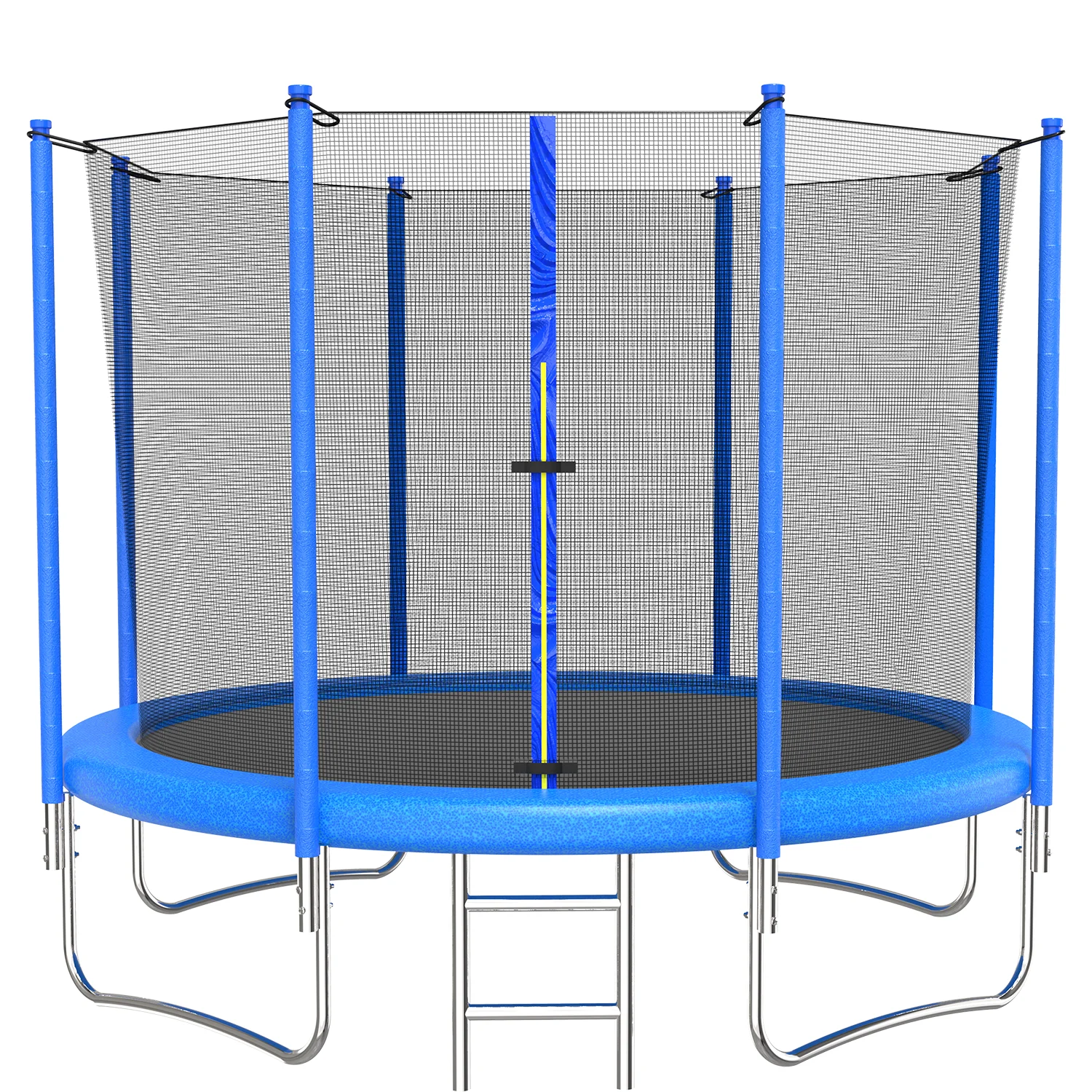 Seizeen Trampoline for Kids Adults, 12FT Outdoor Trampoline with Enclosure Net, Heavy-Duty Trampoline w/ 4 W-shaped Supports for Max 570LBS, Thickened Spring Pad, 8 Poles, 72 Color Galvanized Springs