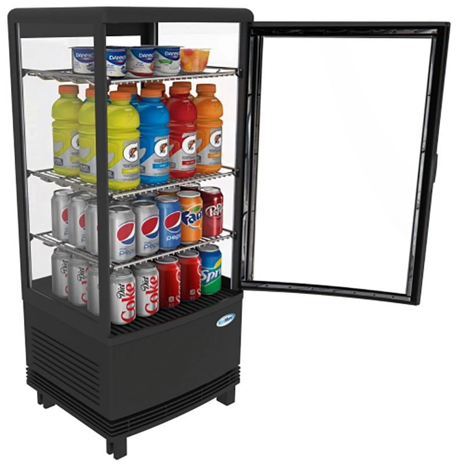 KoolMore Countertop Refrigerator Display Case Commercial Beverage Cooler with LED lighting - 3 cu. ft Capacity, Black (CDCU-3C-BK)