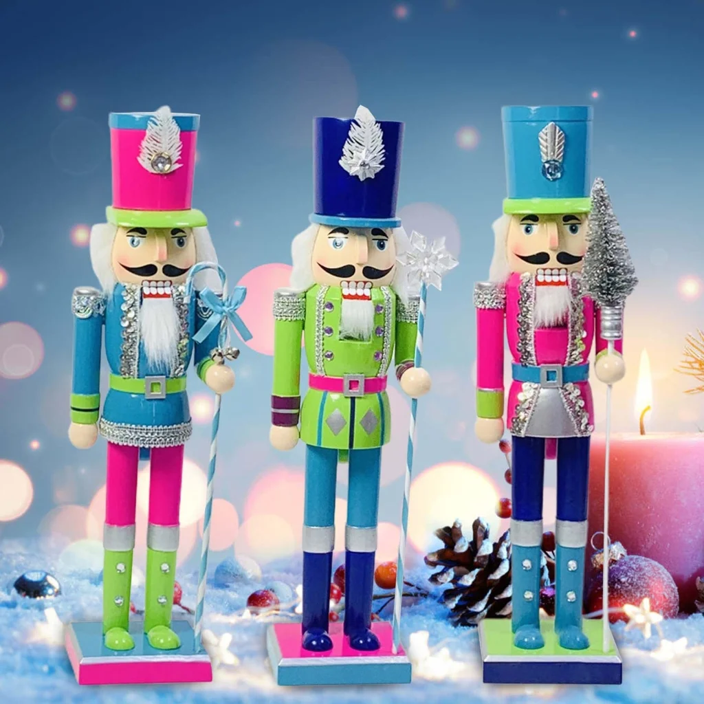 TRINGKY 15 Inch Colorful Wooden Nutcracker Ornaments Soldier Doll Figurine Puppet Toy