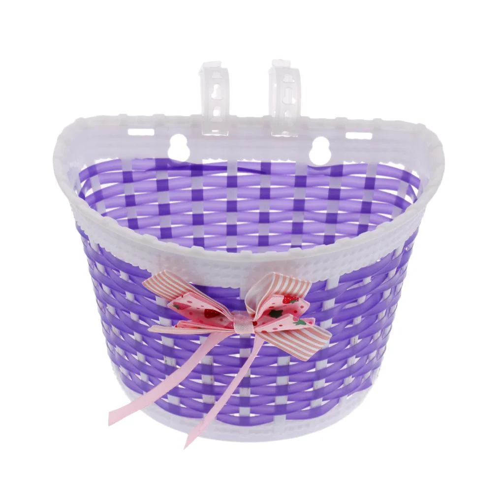 Bike Front Basket Removable + 2x Handlebar Grips Streamers Tassels Ribbons for Kids Boys Girls for Bicycles s Bar End