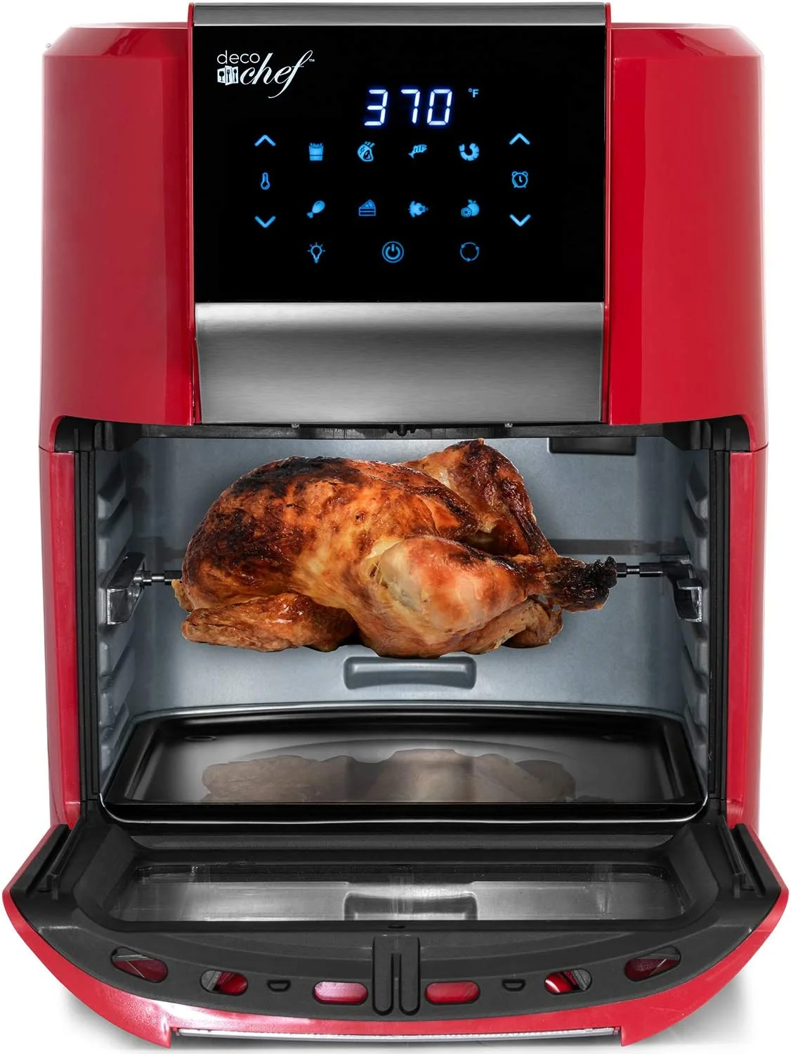 Deco Chef 12.7 QT Digital Air Fryer Oven with 8 Preset Cooking Modes, 1700W Power, Cool-Touch Housing, Includes 3 Roasting Racks, Oil Drip Tray, Rotating Basket, Rotisserie Assembly, ETL Certified, R