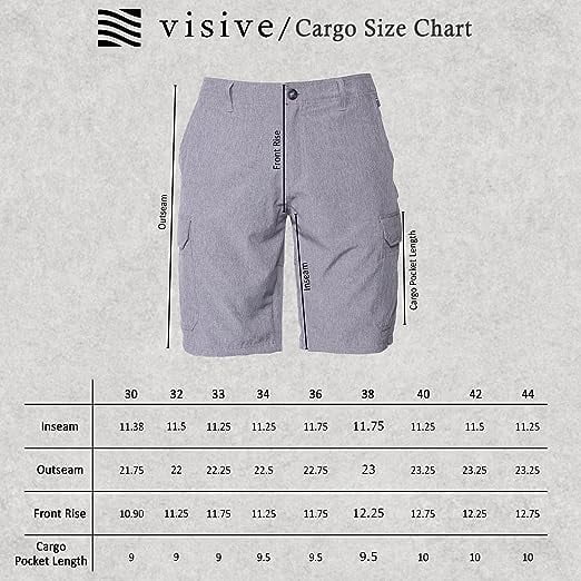 Visive Men's Hybrid Cargo Shorts - Versatile for Land & Water - Quick Dry & 4-Way Stretch - Sizes 30-50 - Perfect for Outdoor Activities: Golf, Hike, Bike, Swim, & Hunt
