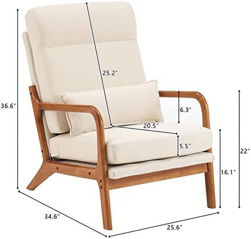 HBBOOMLIFE Accent Chair for Living Room  Mid-Century Modern Upholstered Armchair Reading Arm Chair Linen Fabric Comfy Accent Chairs for Bedroom