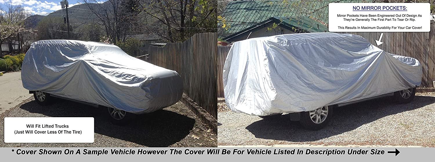 Weatherproof SUV Cover Compatible With 2014 Hyundai Santa Fe - Outdoor & Indoor - Protect From Rain Water, Snow, Sun - Durable - Fleece Lining - Includes Cable Lock, Storage Bag & Wind Straps