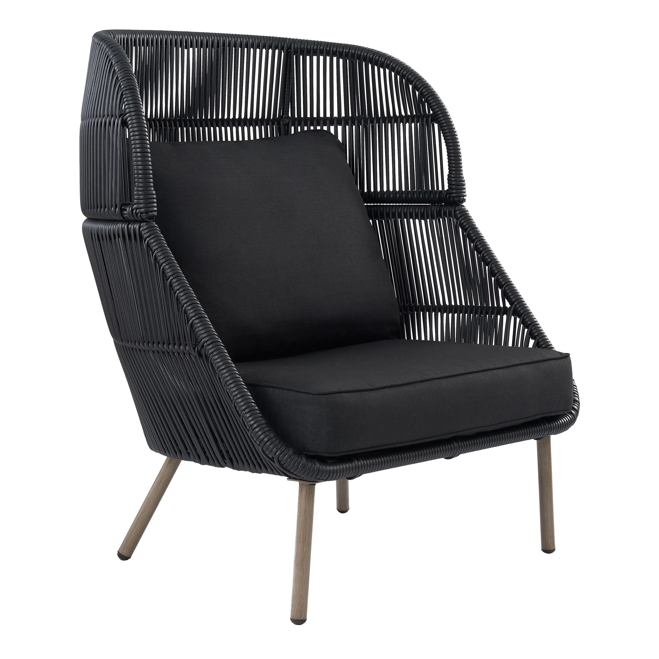 Better Homes & Gardens Tarren Wicker Outdoor Accent Chair with Cushions, Black