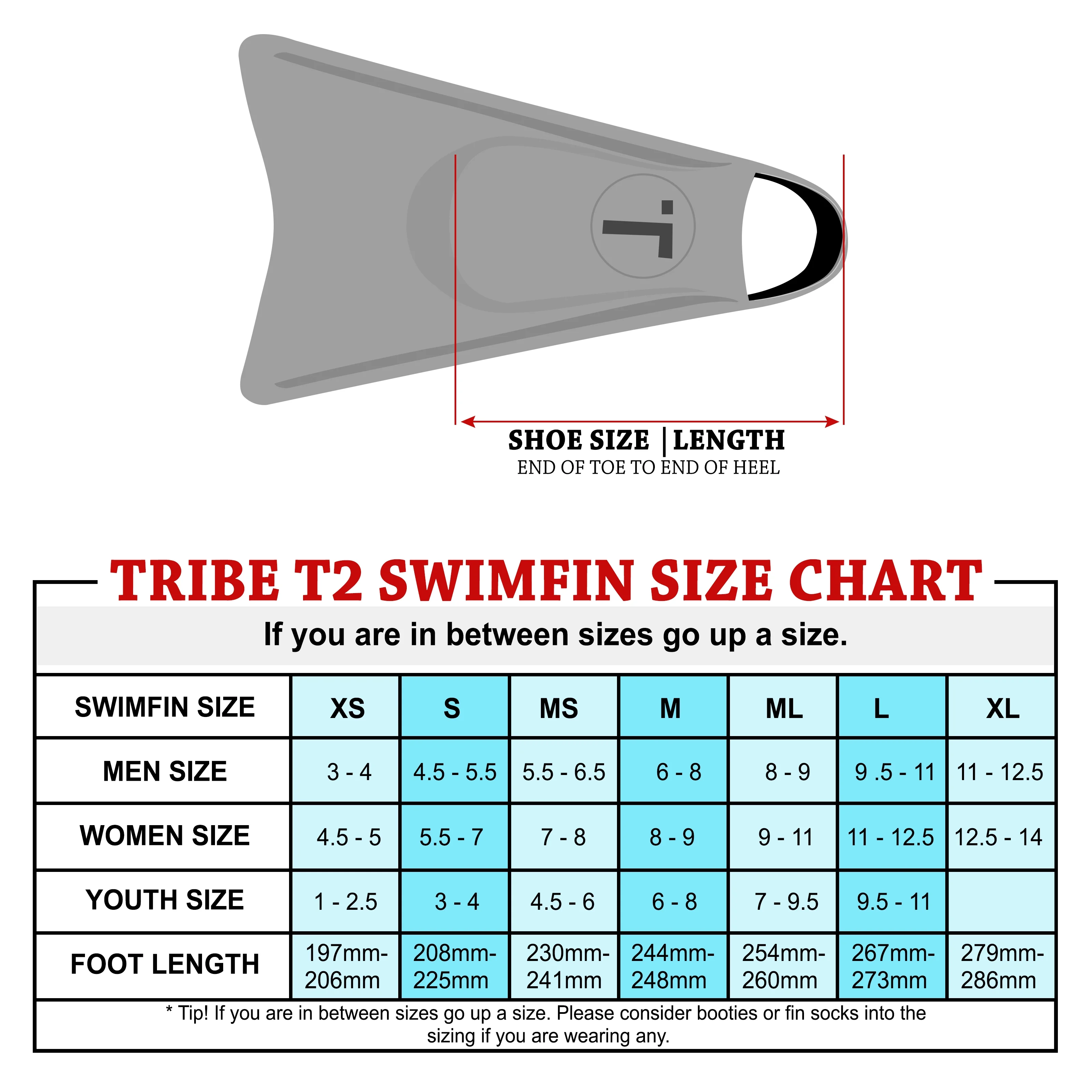 Tribe T2 Swimfins Grey/Orange stripes - XS