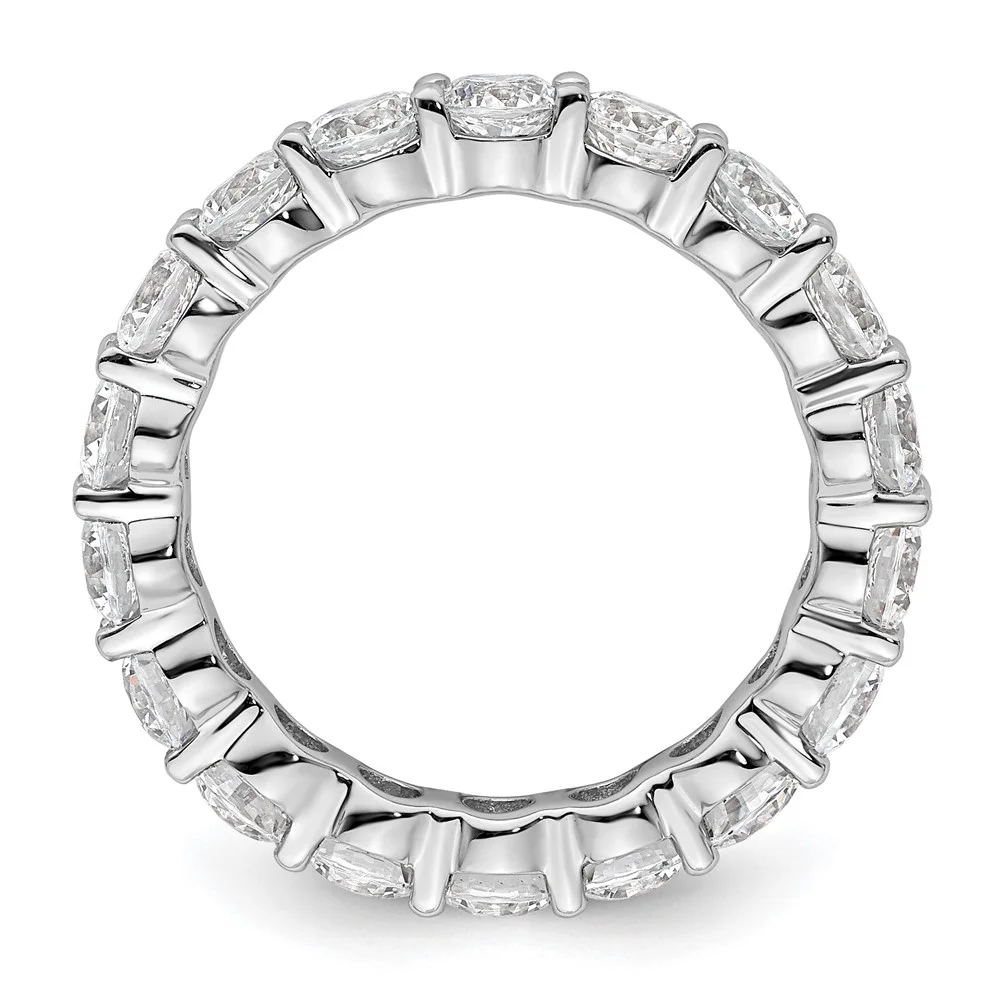 14k White Gold Polished Size 6 Shared Prong 3 carat Diamond Complete Eternity Band