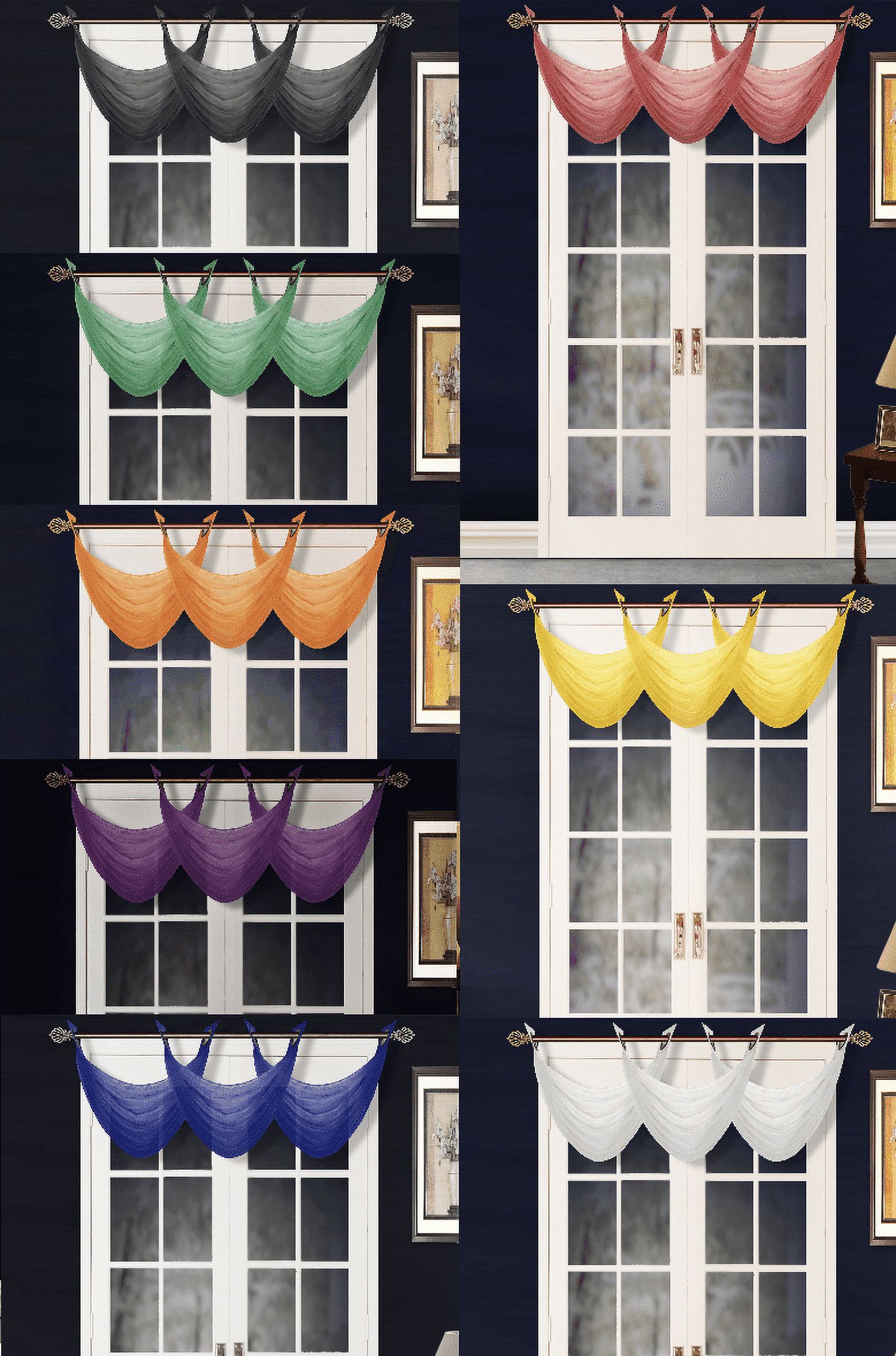 NEW BRONZE GROMMET VOILE SHEER WINDOW VALANCE SWAG TOPPER FOR DECOR #36