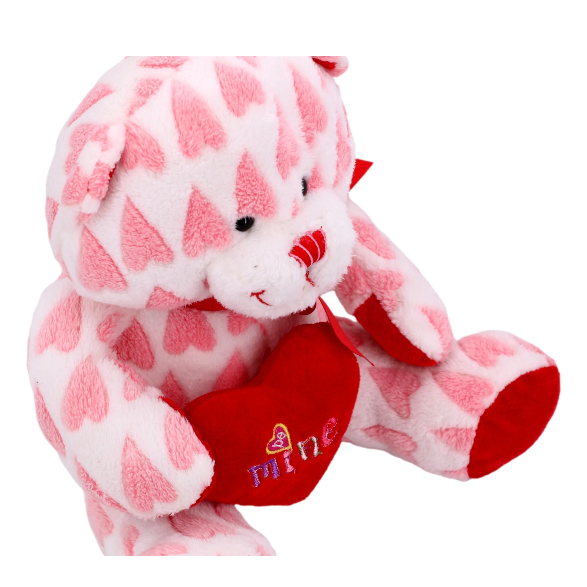 Valentines Day 16 Inch Plush Teddy Bear Stuffed Animal Pink Heart White Be Mine Pillow Soft Anniversary Birthday Pillow Cuddle