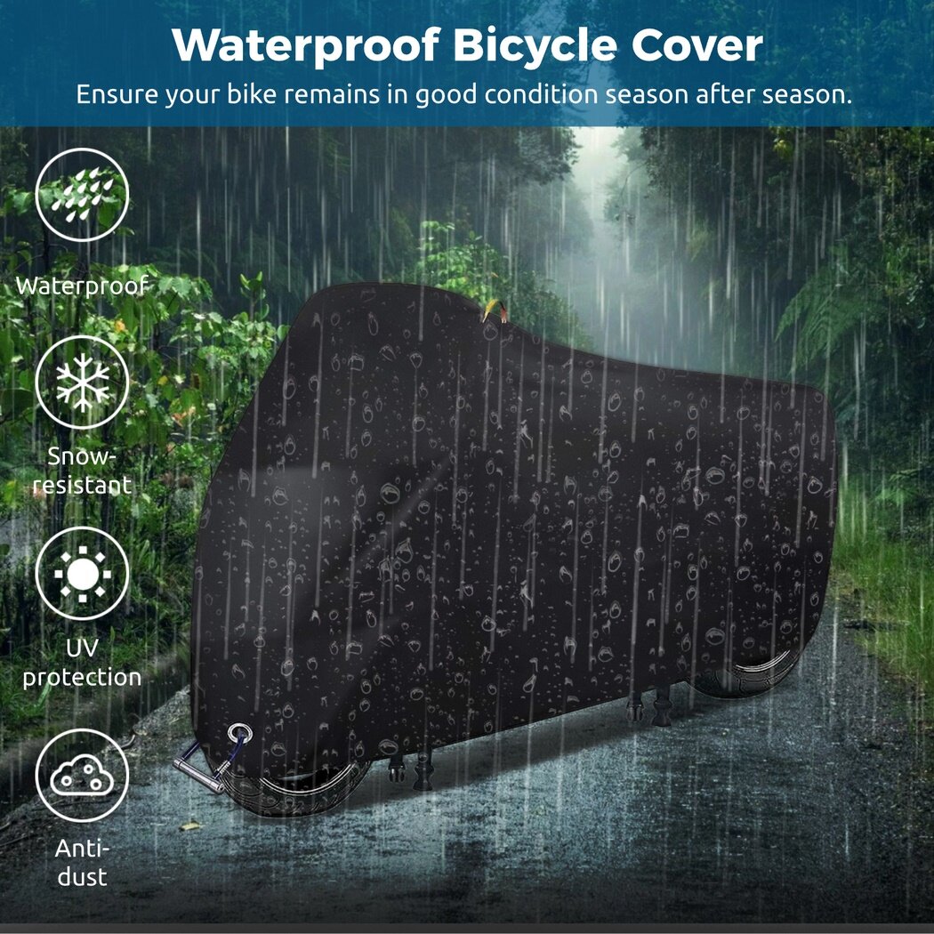 Bicycle Cover, Waterproof Bicycle Cover, Durable 210D Oxford Fabric Bike Cover, Bicycle Protective Cover with Windproof Buckles for Bicycle E-bike Motorcycle
