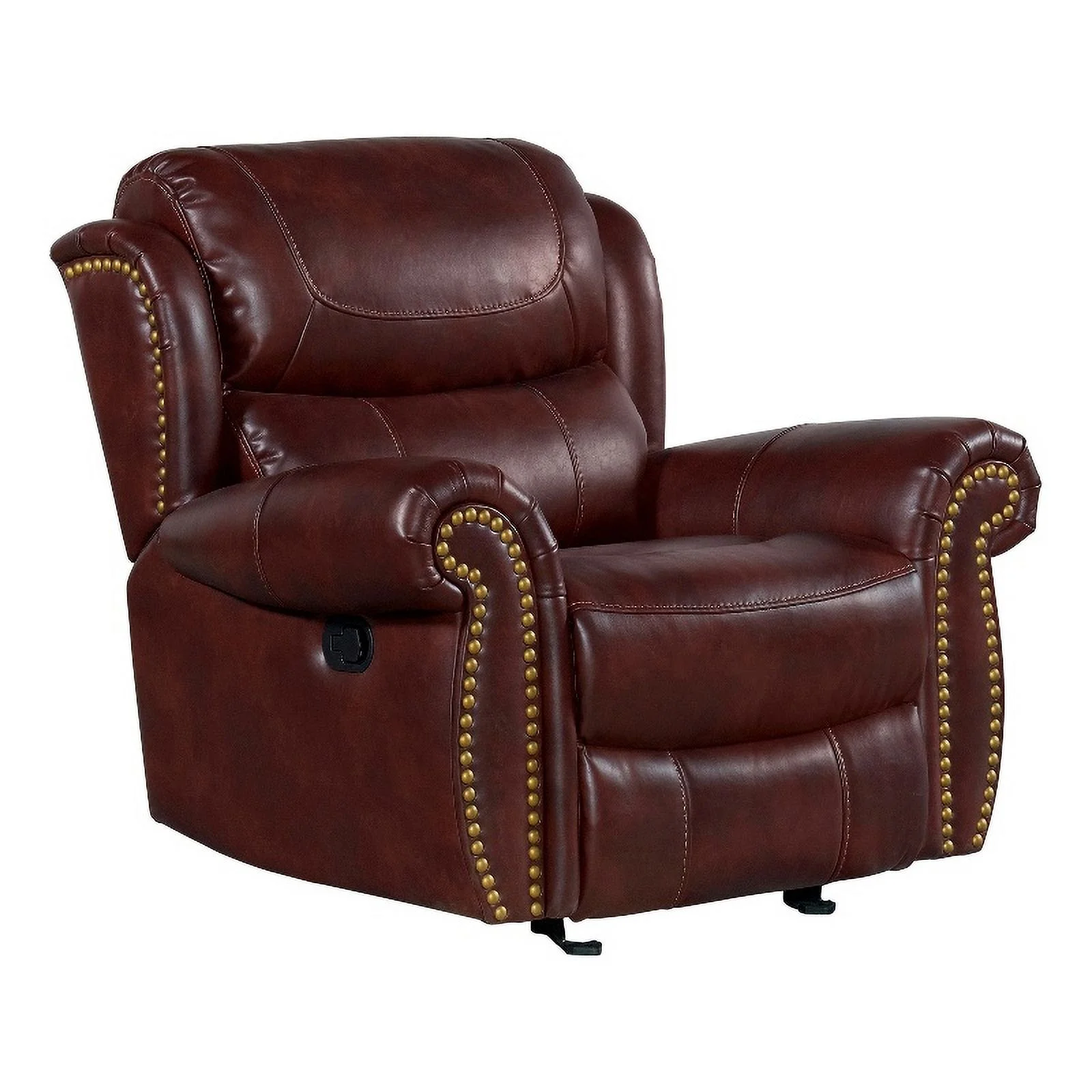 Intercon Furniture Hyde Park Faux Leather Manual Glider Recliner in Mahogany