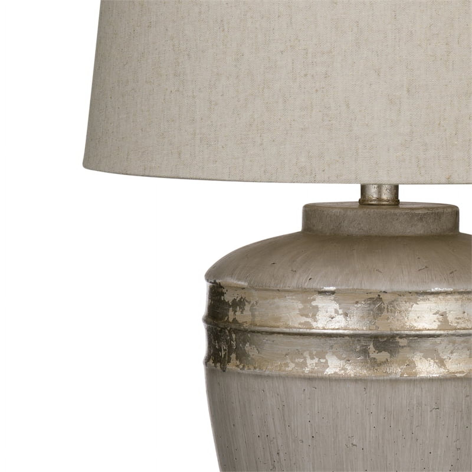 Bassett Mirror Reflections Metal Table Lamp with Drum Shade in Antiqued Silver
