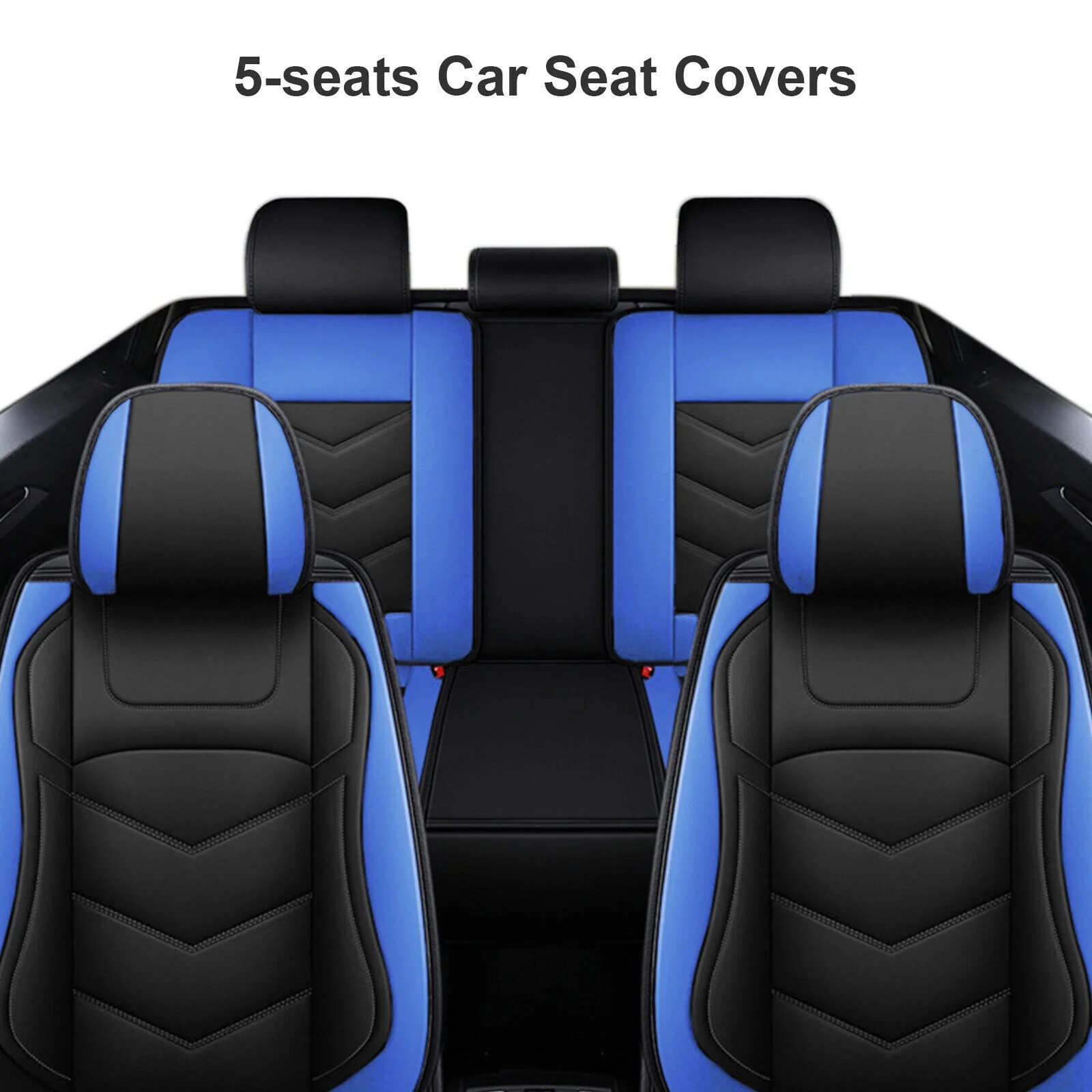 For Kia Forte Car Seat Covers, Waterproof PU Leather 5 Seats Auto Cushion Protector, Front Rear Full Set for Rondo | Sorento | Soul | Spectra Black Blue