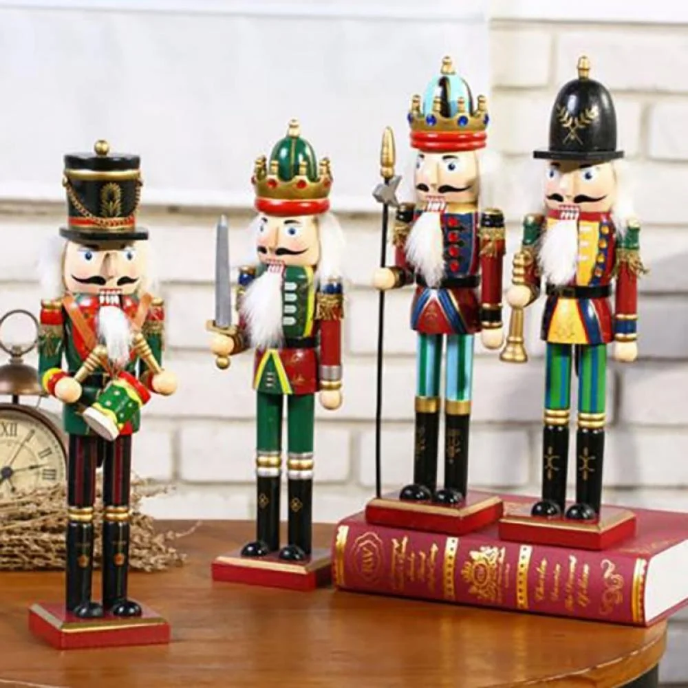 CLEARANCE! 30cm Wooden Nutcracker Solider Figure Model Puppet Doll Handcraft for Kid Gifts Christmas Home Office Decoration