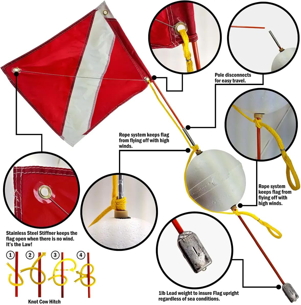 Dive Flag And Float 2 Piece For Snorkeling And