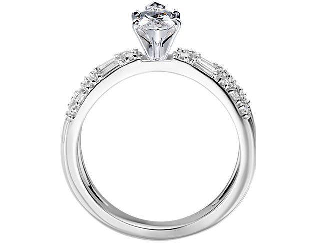 1.10 Ct Marquise Cut Natural Diamond Stylish Solitaire with Accents Ring for Anniversary Solid 14K White Gold Size 4