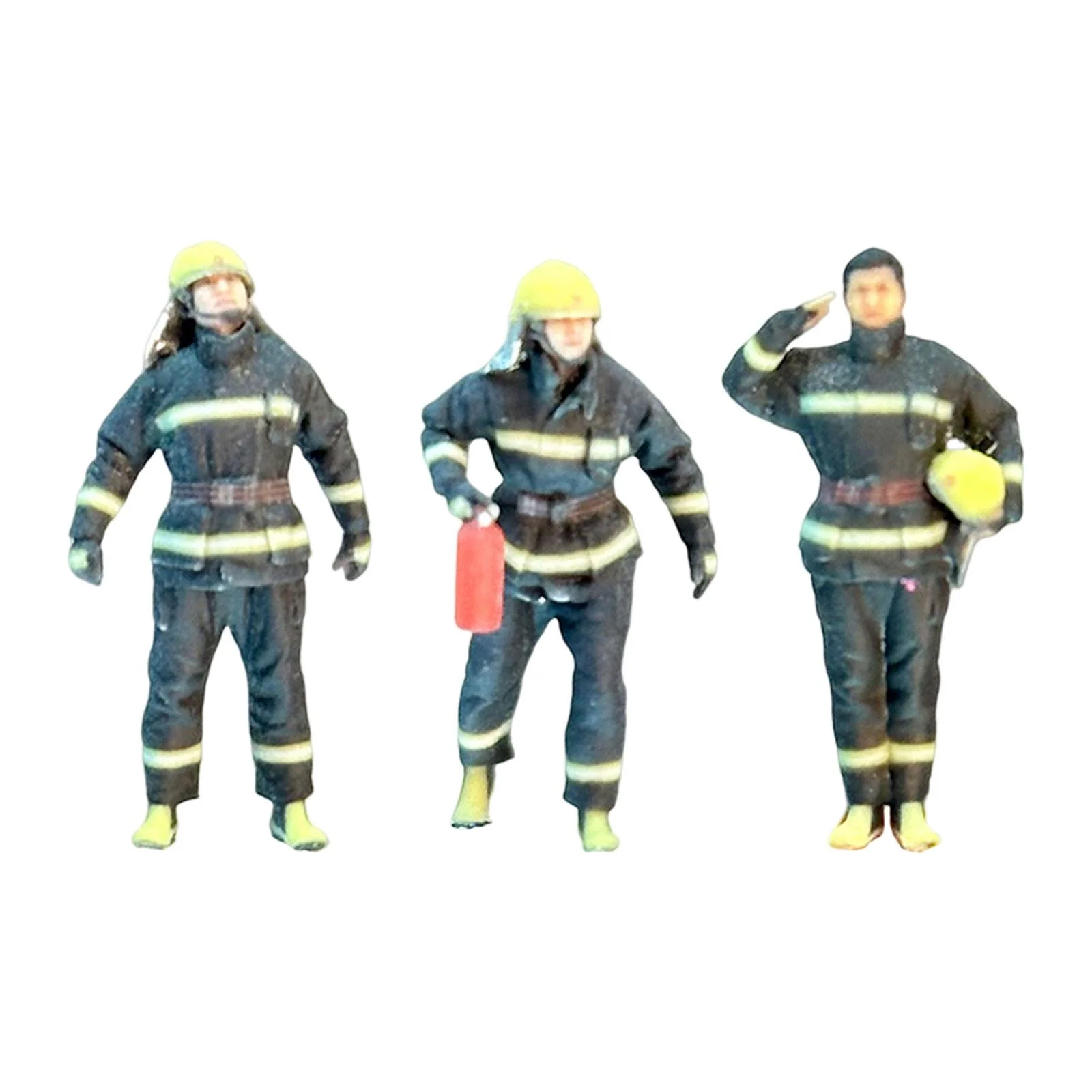 3 Pieces Firefighter Model Tiny People Model for Scenery Landscape Dollhouse 64th