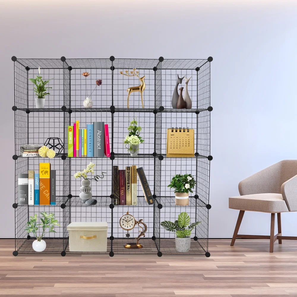 Inq Boutique 16-Cube Organizer Cube Storage Shelves Wire Cube Storage Origami Shelves