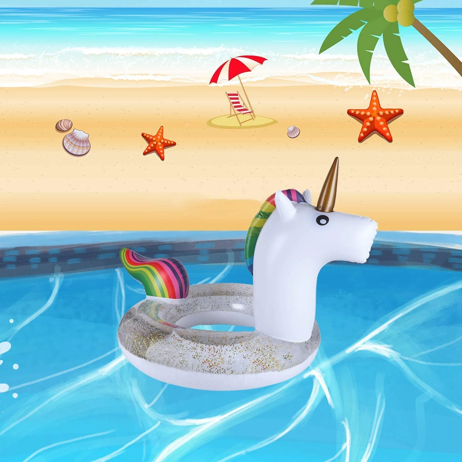 Malai Inflatable Unicorn Pool Float, Fun Beach Floaties, Swimming Party Toys, Summer Pool Lounger for Adults & Kids | 36 Inch