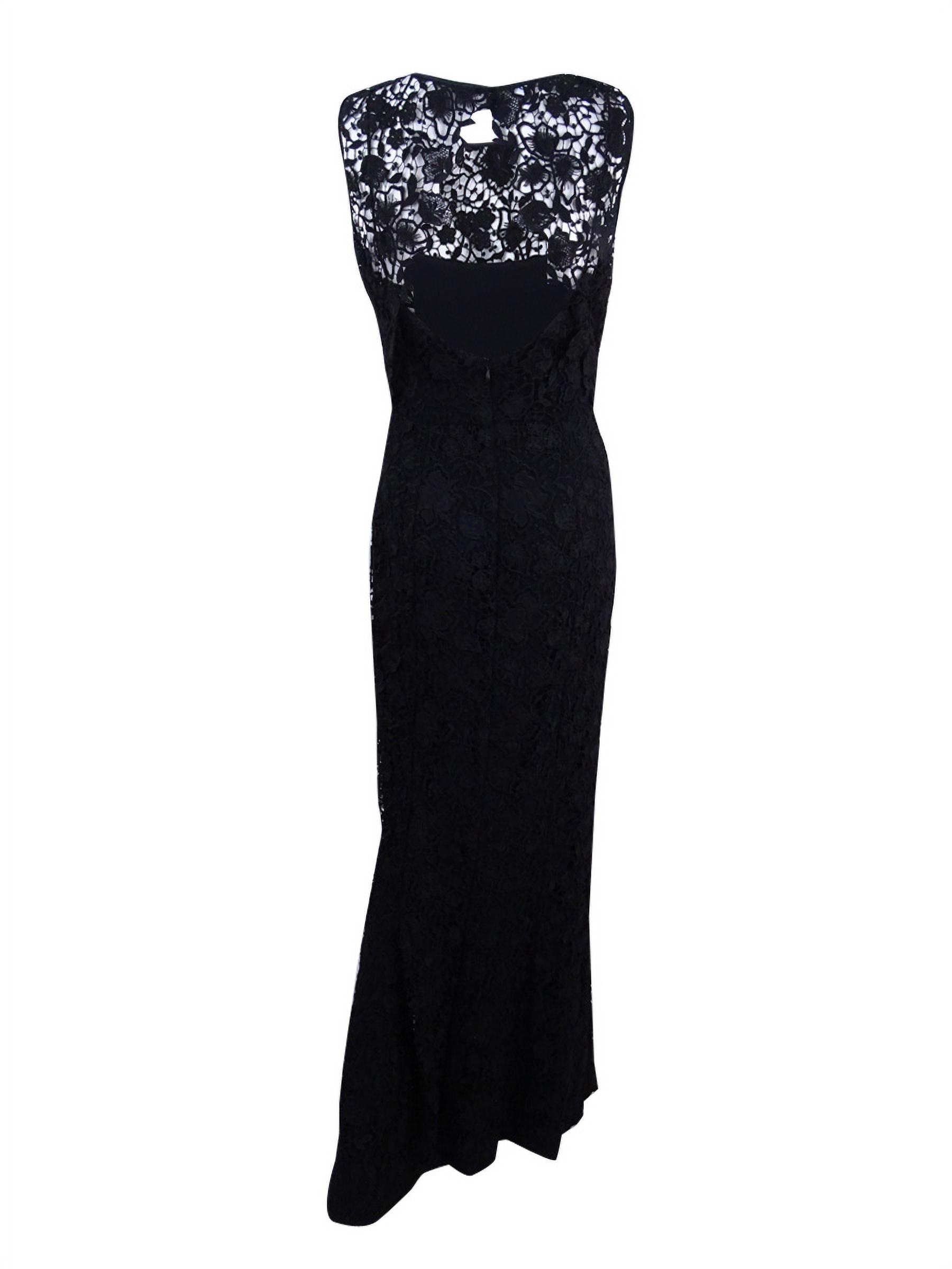 Lauren by Ralph Lauren Women's Lace Open Back Gown (4, Black)