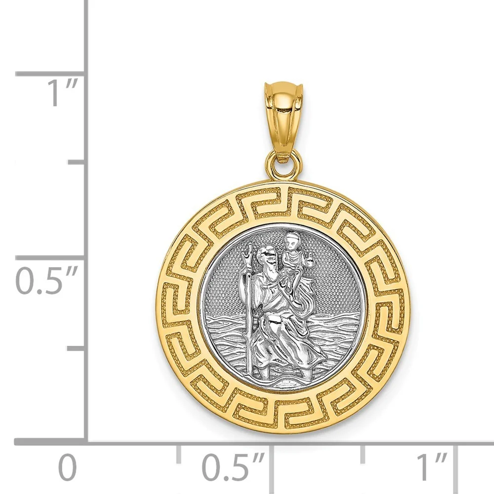 14k White Rhodium St. Christopher Medal Pendant Necklace Measures 24.8x18mm Wide Jewelry Gifts for Women