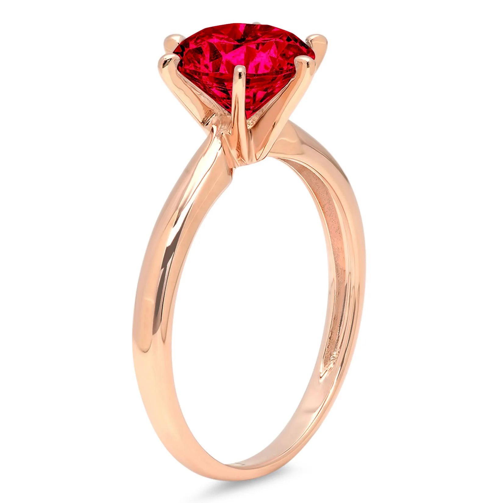 1.0ct round cut red simulated ruby 18k rose gold anniversary engagement ring size 10.5