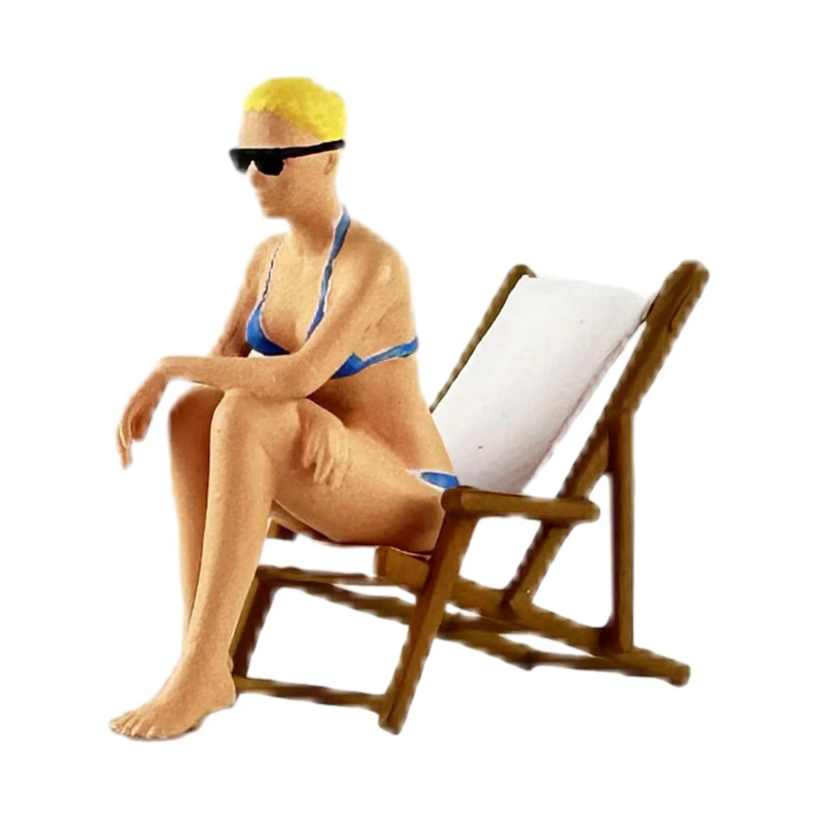 1/64 Diorama Figure Miniature Beach Surfing Layout Hand Painted Resin Photo Props Lounge Chair Model for DIY Projects Dollhouse Accessories people and chair