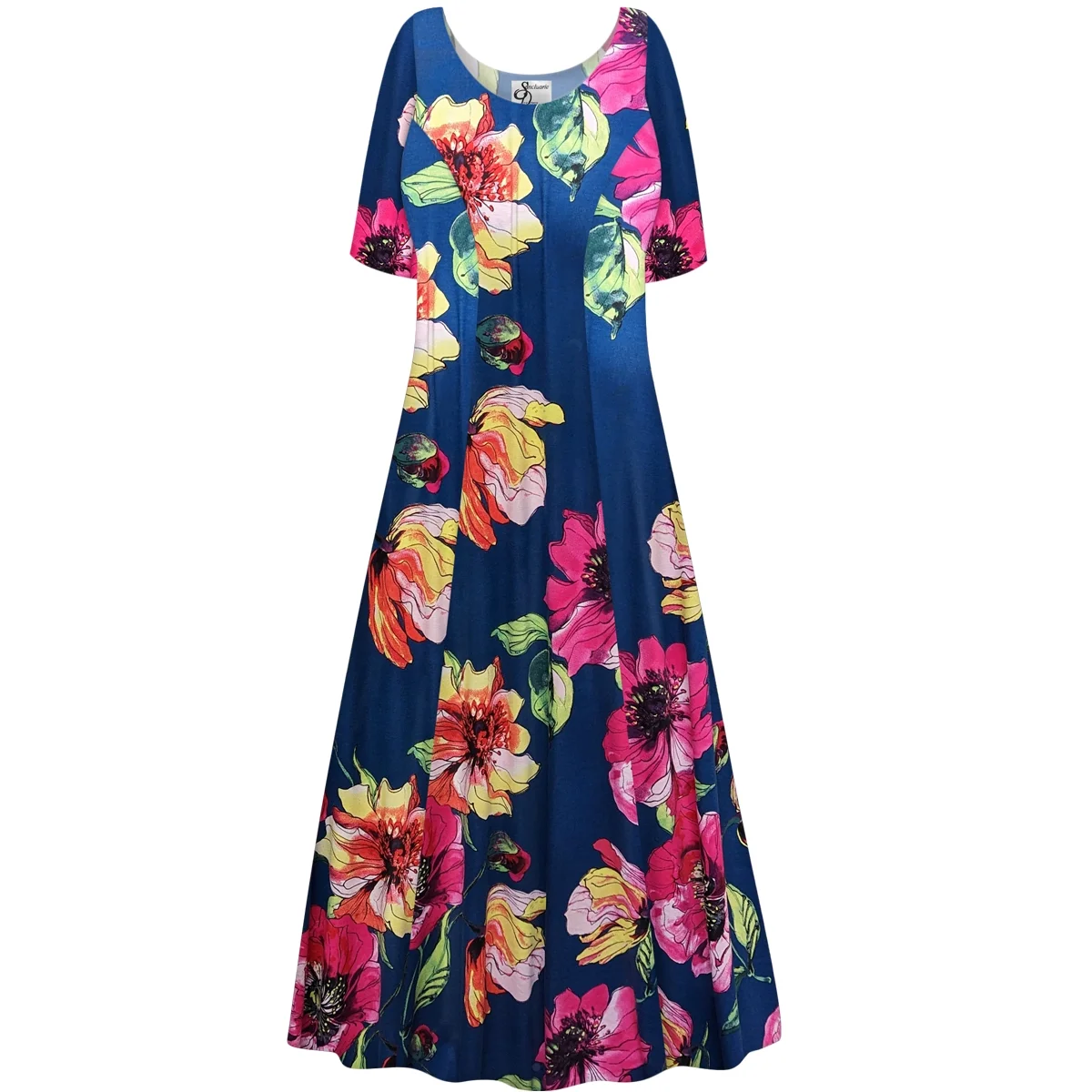 Small Womens Dress Blue Spring Dream Short Sleeve Princess Cut