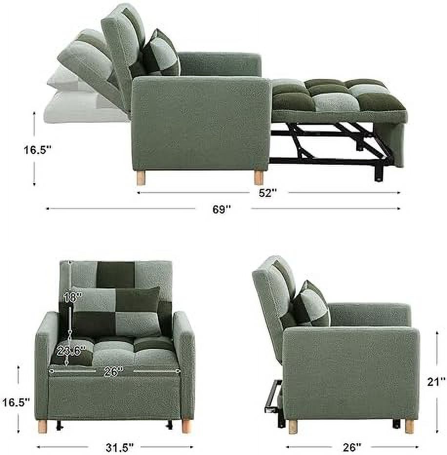 LLBIULife Chair Bed Sleeper  3-in-1 Convertible Folding Futon Chair Bed with Adjustable Backrest  Modern Velvet Pull Out Couch Chair  Upholstered Sofa Chair for Living Room Bedroom  Rainb