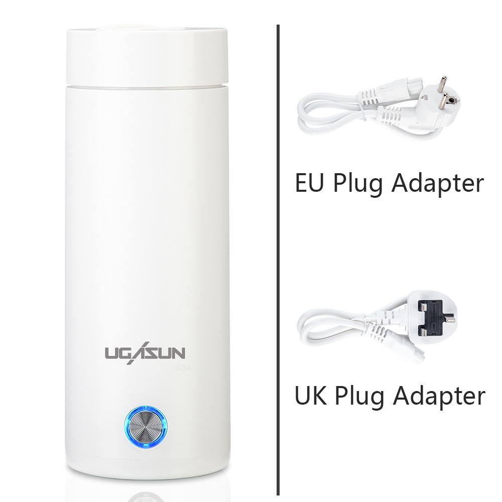 400ML Thermos Temperature Control Travel Water Boiler Tea Thermal Cup Coffee Electric Kettle WHITE EU