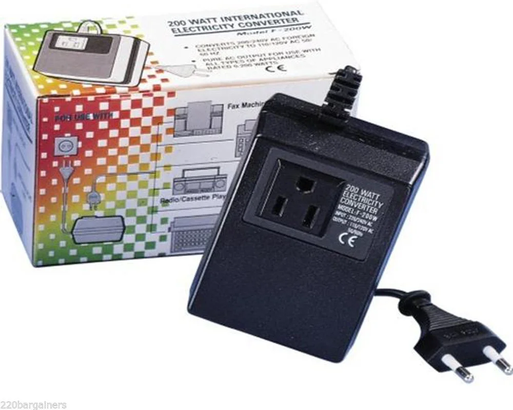 2-PACK of 200 Watt Power Voltage Converter Transformer 220v to 110v Step Down Seven Star F200W