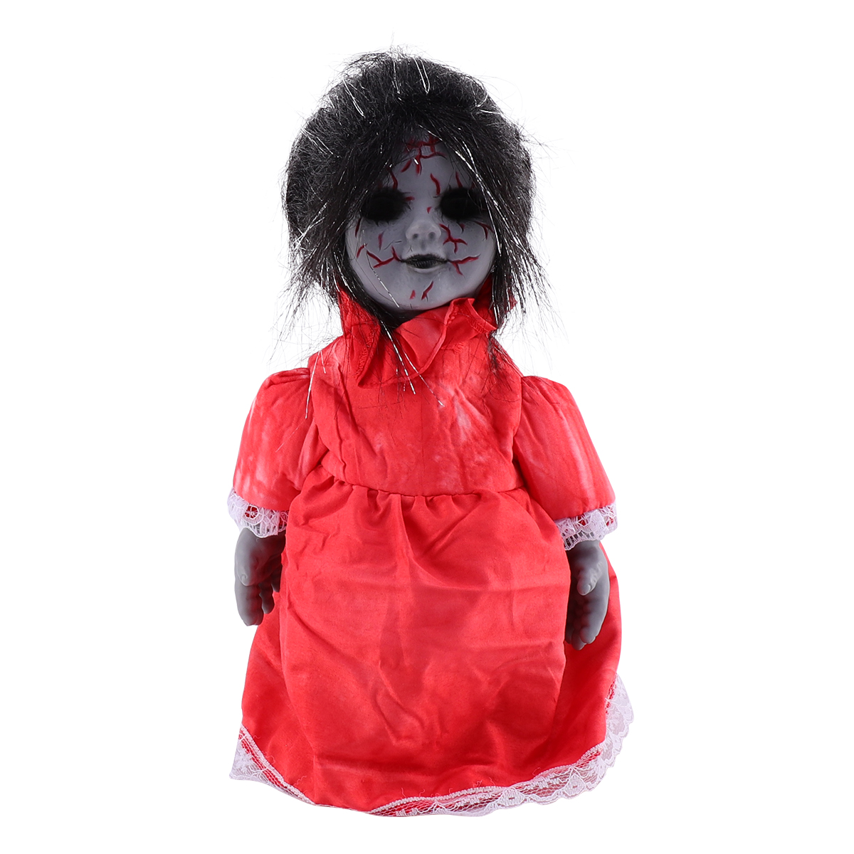 Halloween Scary Dolls, 1 PC Halloween Voice-activated Induction Doll Glowing Walking Doll Scene Layout Props for Haunted House Party Bar without Battery