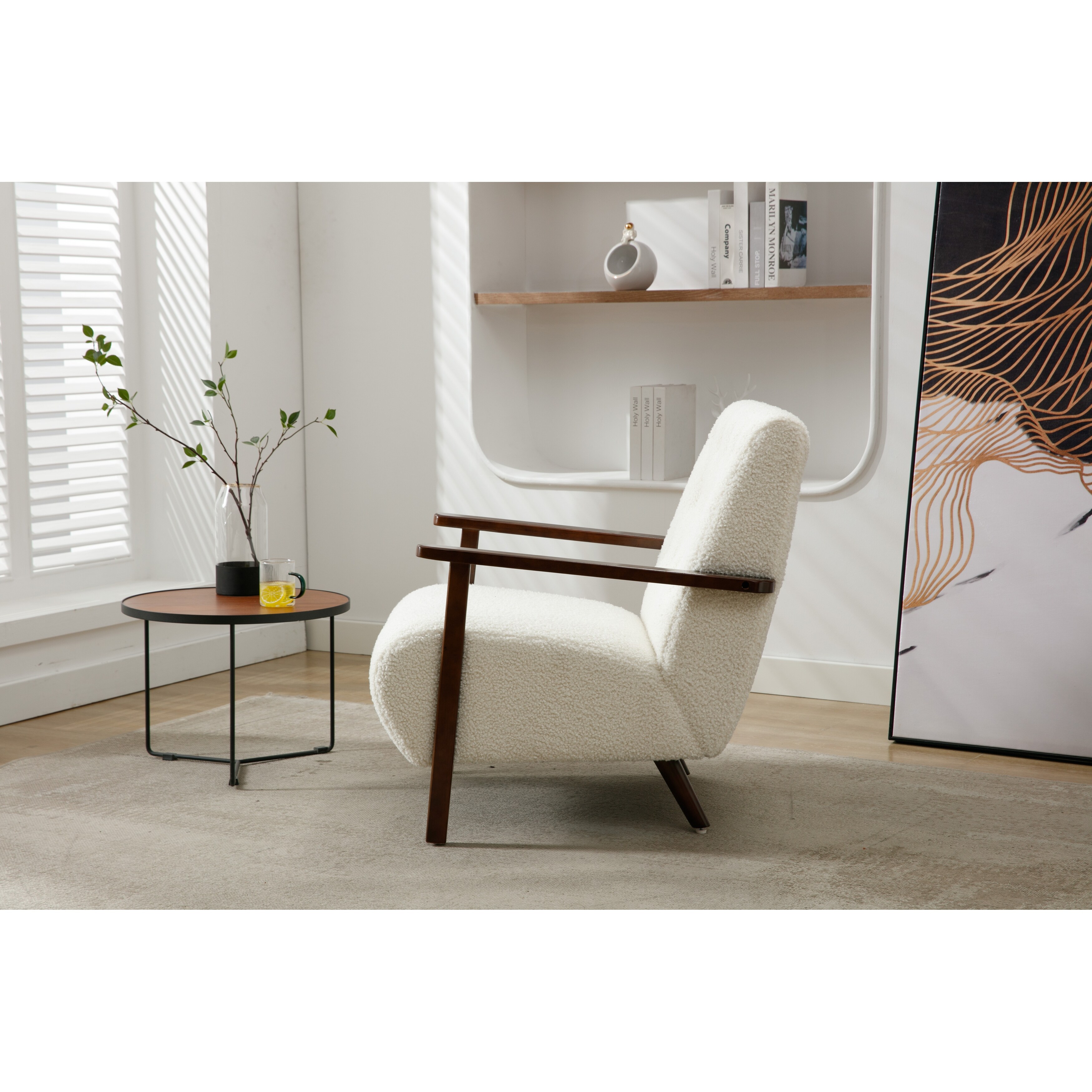 Microsuede Accent Arm Chair Livingroom Lounge Chair Club Chairs White Teddy+Polyester
