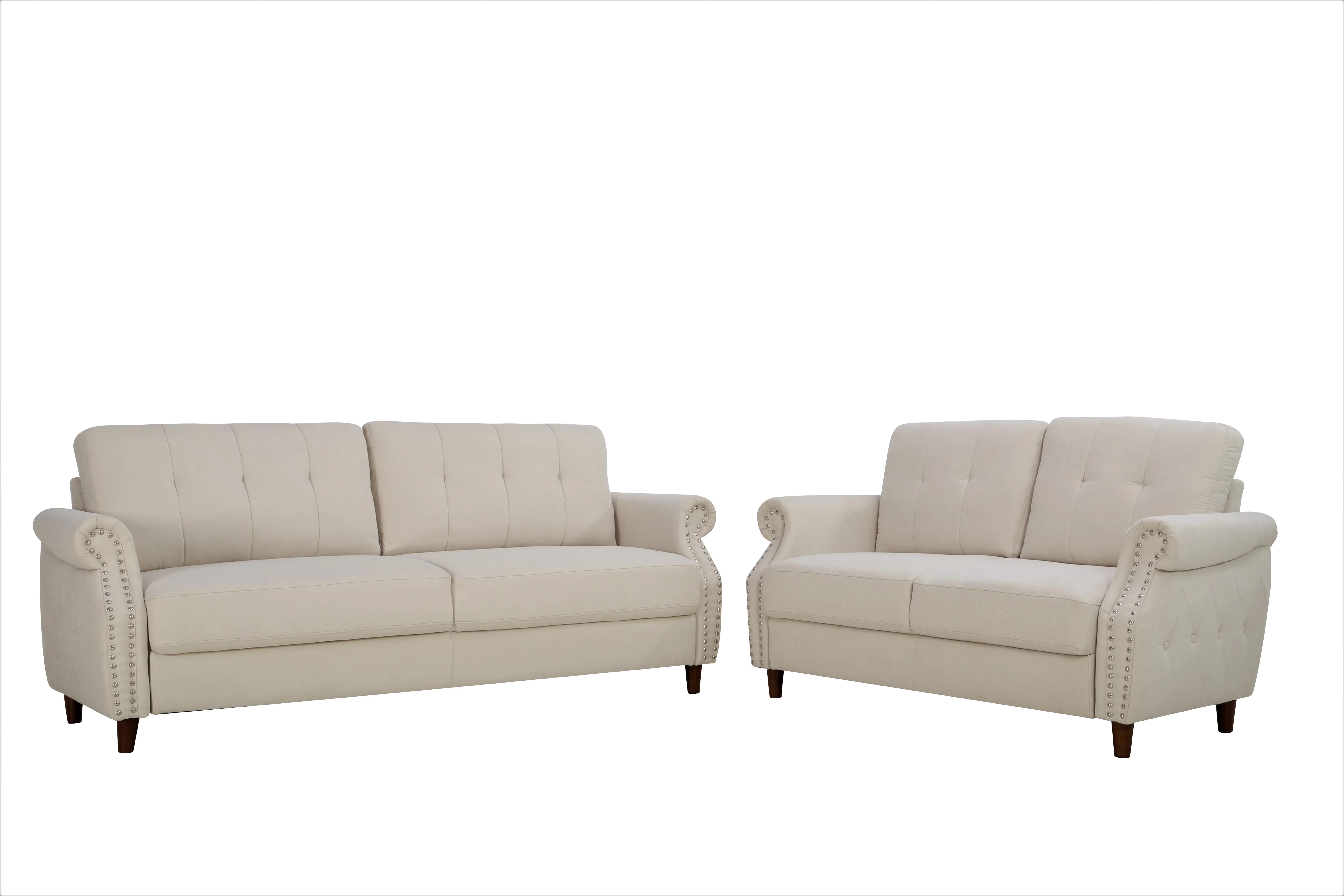 Uspridefurniture Matsuko 2Pcs Living Room Set, Loveseat and Sofa, Beige