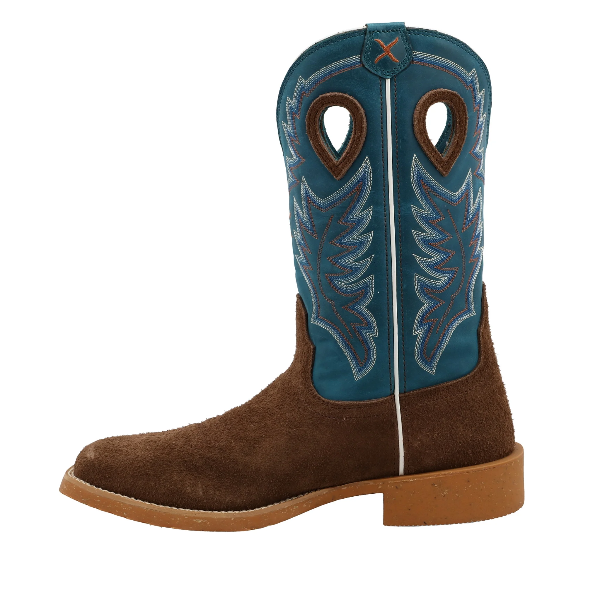 Twisted X Boots MXTR002 Mens Twisted X TechX 3 Chocolate Roughout 12in Stormy Blue Top Square Toe Brown 10.5 D